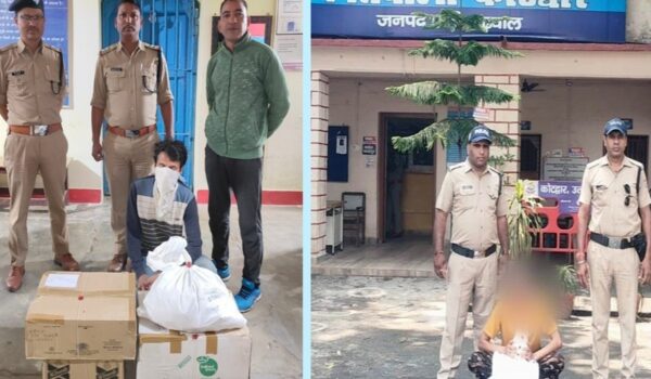 5 पेटी अवैध अंग्रेजी शराब के साथ 2 शराब तस्कर गिरफ्तार