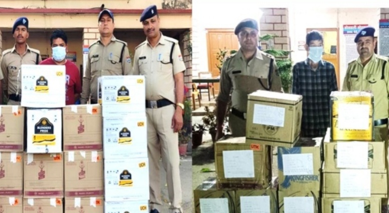 3.50 लाख रूपये कीमत की 36 पेटी अवैध अंग्रेजी शराब के साथ 2 शराब तस्कर गिरफ्तार