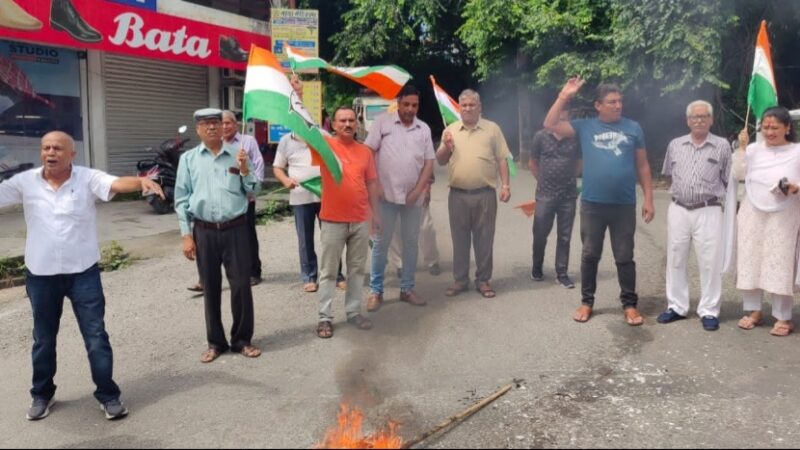 प्रदेश सरकार के भ्रष्टाचार के खिलाफ जिला कांग्रेस ने फूँका पुतला