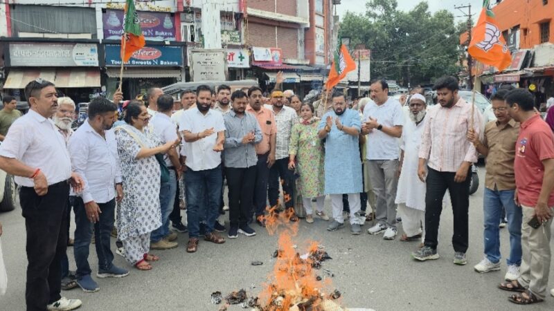 गैरसैंण सत्र के दौरान अमर्यादित आचरण करने पर भाजपा ने फूंका कांग्रेस का पुतला