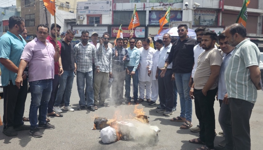 भाजपा के ओबीसी मोर्चा ने फूंका राहुल गांधी का पुतला